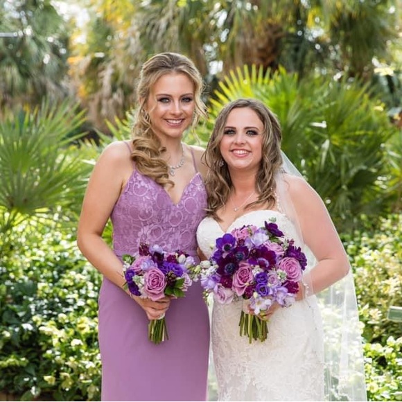 AZAZIE Wisteria Lace Chiffon Bridesmaids Dress Size 4 - Picture 5 of 6